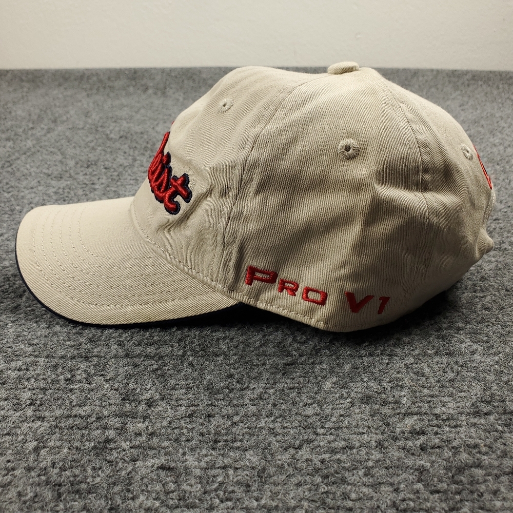Titleist FootJoy FJ Pro V1 Hat Cap Jr Youth Strap Back Golf Spellout Script Tan - Picture 3 of 11